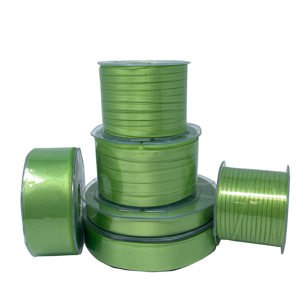 Apple green double satin ribbon